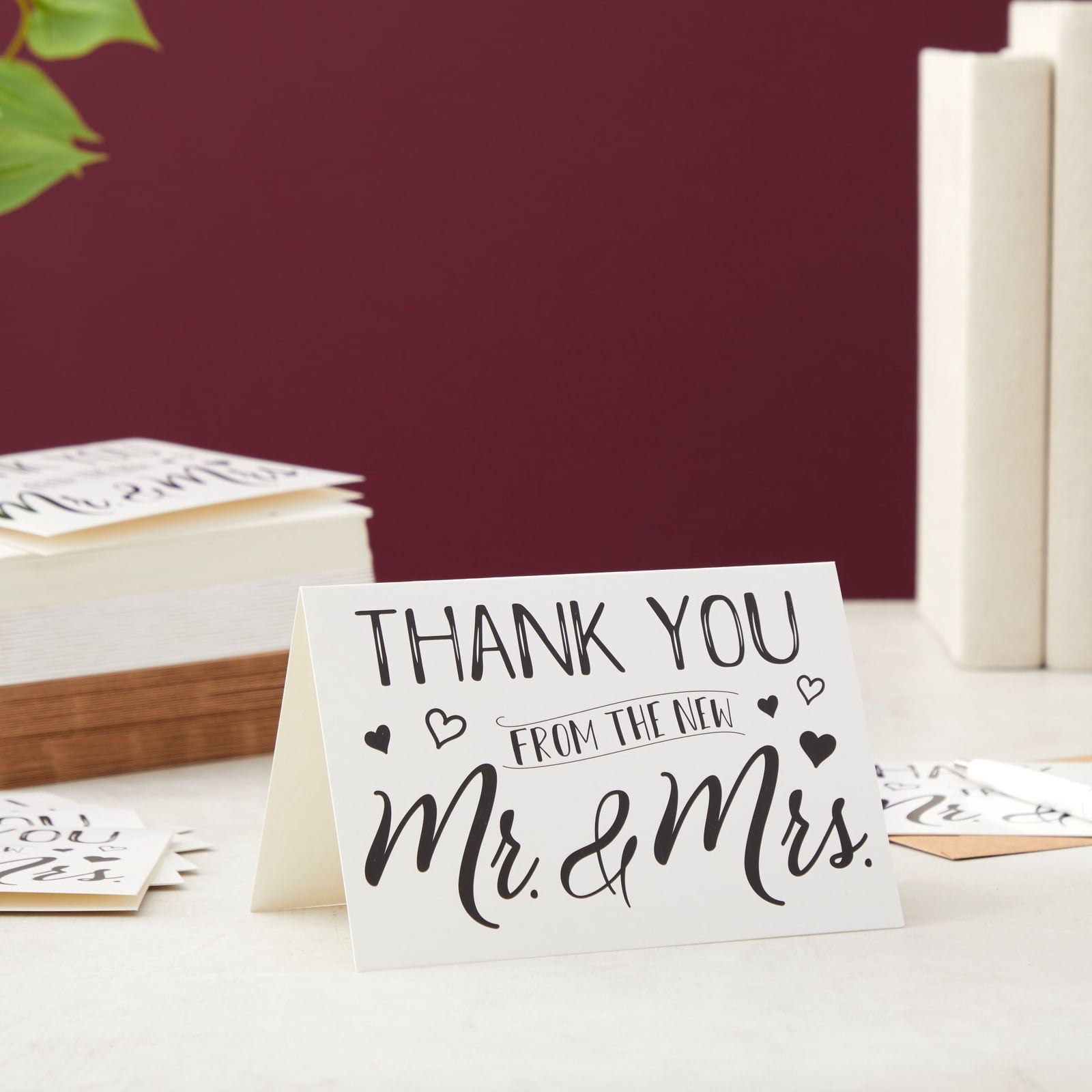 120 Pack Wedding Thank You Greeting Cards with Brown Envelopes (4×6 Inches)