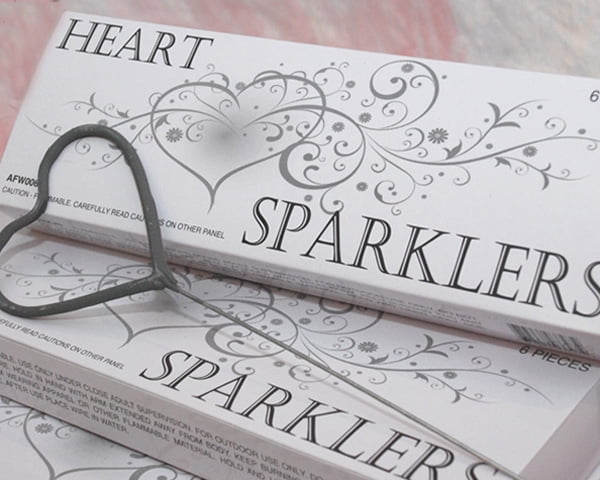 12pc Pack VIP Wedding Sparklers cake sparklers HEART SPARKLERS burns approx. 55 seconds- 2 packs/12 Sparklers