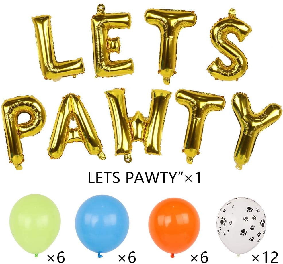 168 Pcs Dog Party Supplies Set Tableware Kit, Dog Birthday Banner Cupcake Toppers, Disposable Plates Cups Cutlery Napkins Balloons for Paw Puppy Kids Birthday