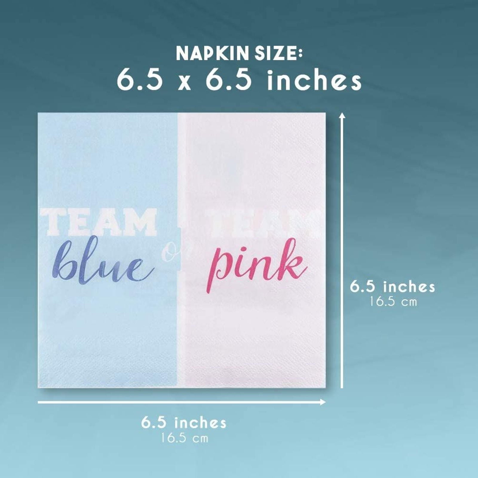 150-Pack Team Blue or Pink Party Napkins, 2-Ply Disposable Paper Luncheon Napkins for Gender Reveal, Baby Shower Supplies, Folded 6.5 inches