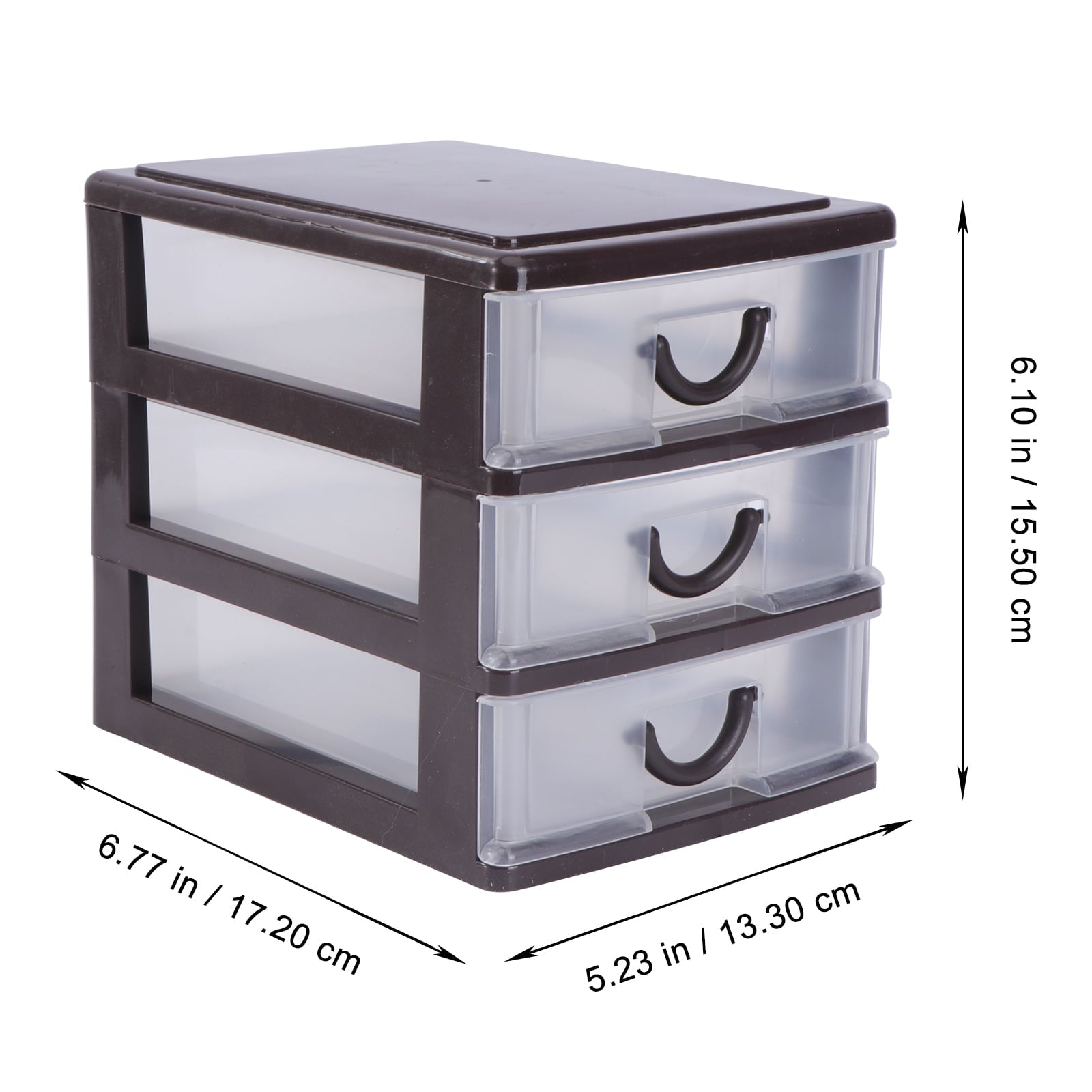 1PC Plastic Storage Box Convenient Desktop Sundries Container Practical Document Organizer Drawer Storage Case for Home Office (Brown, 3 Layers)