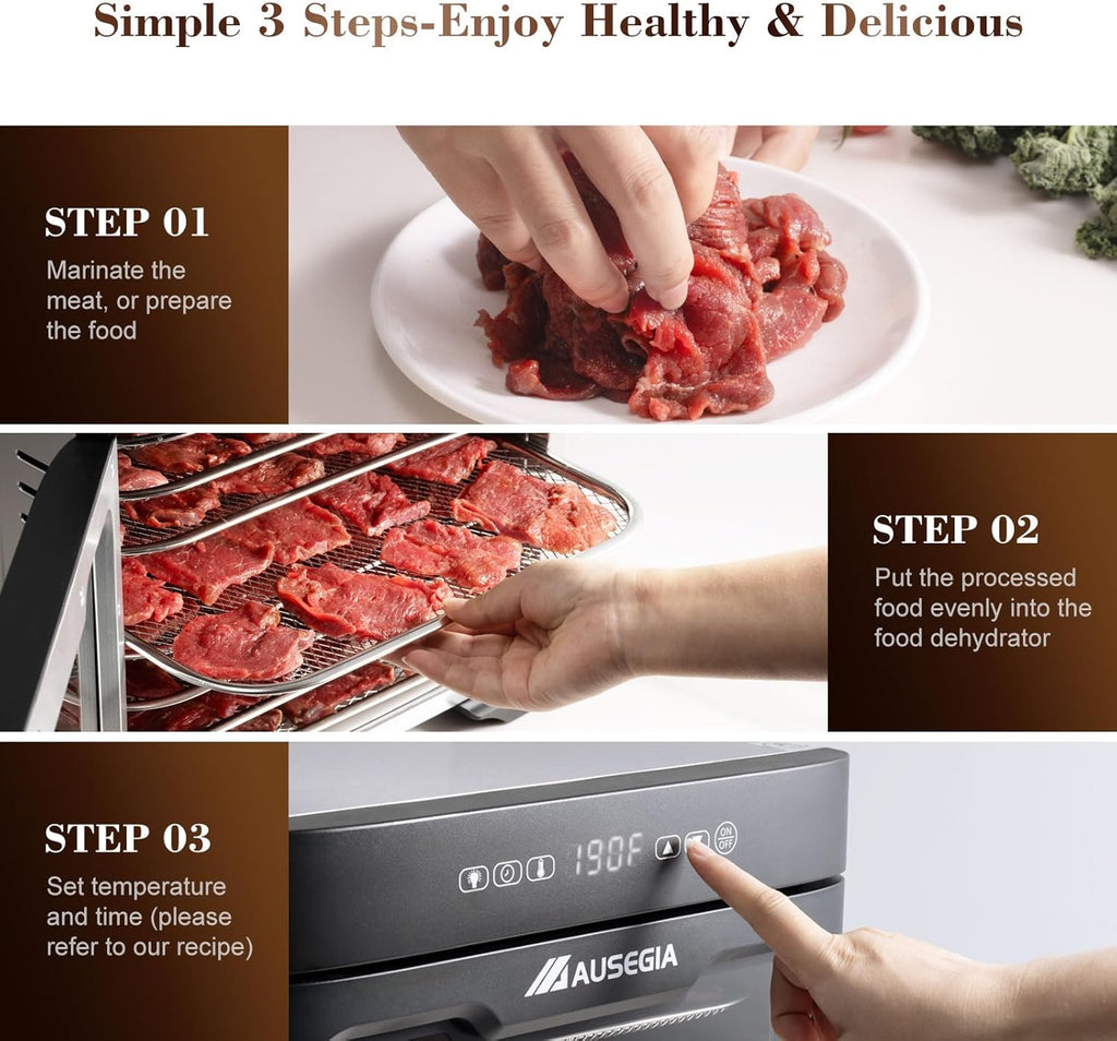 Commercial Large 12 Trays Food Dehydrator, Usable Area up to 22.67ft², 1200W Full Stainless Steel Dryer Machine, up to 190℉ Temperature, for Meat, Fruit, Veggies, Beef, Herbs, Pet Foods