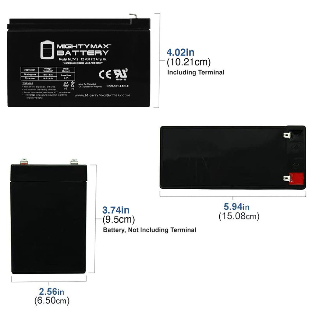 12V 7Ah Battery Replacement for JohnLite JML-2962
