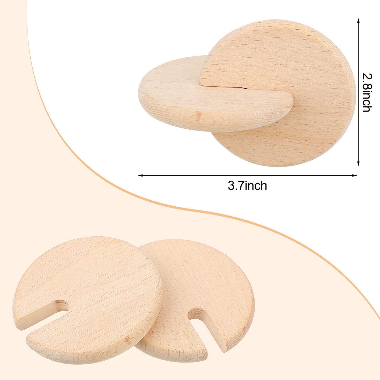 2 Pieces Wooden Rattle Wood Interlocking Discs Montessori Toys Wooden Teether Toys Wooden Rattle with Bell Nice Gift for Baby Boys and Girls Birthday Party Favor