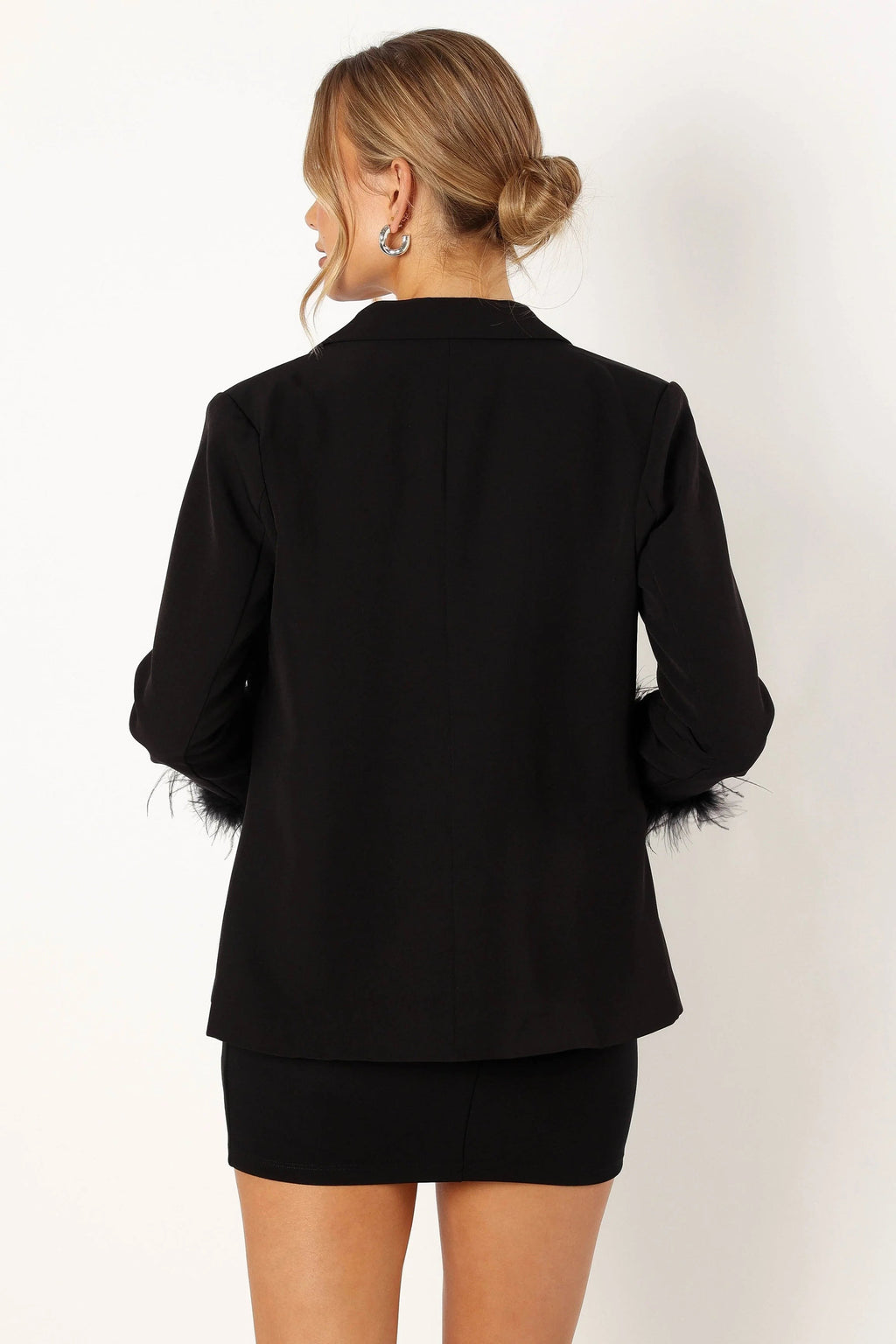 Feather-Cuff Notch-Lapel Blazer