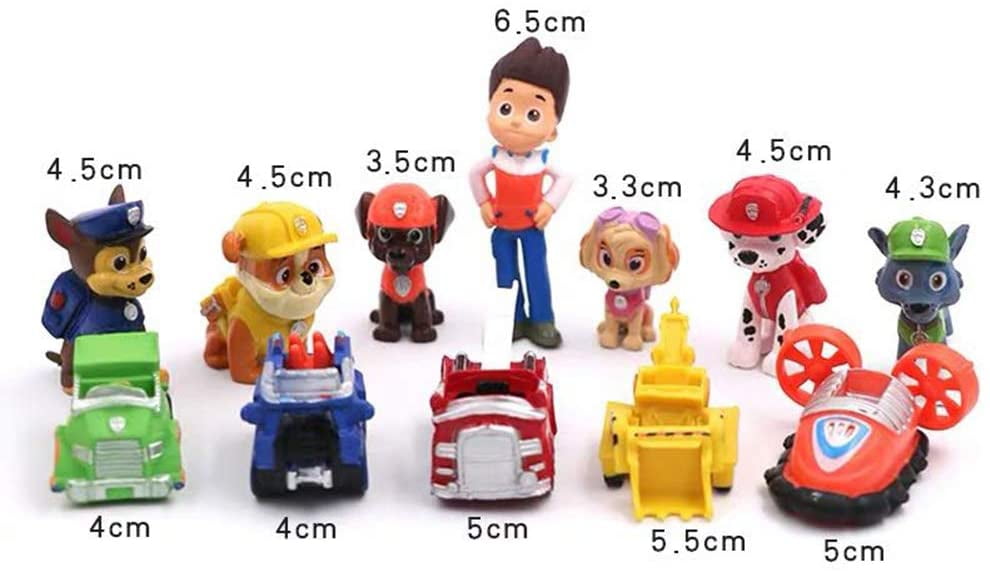 12PCS Paw Dogs Patrol Figurines Action Figure for Cake Toppers Paw Cake Decorations, Birthday Party