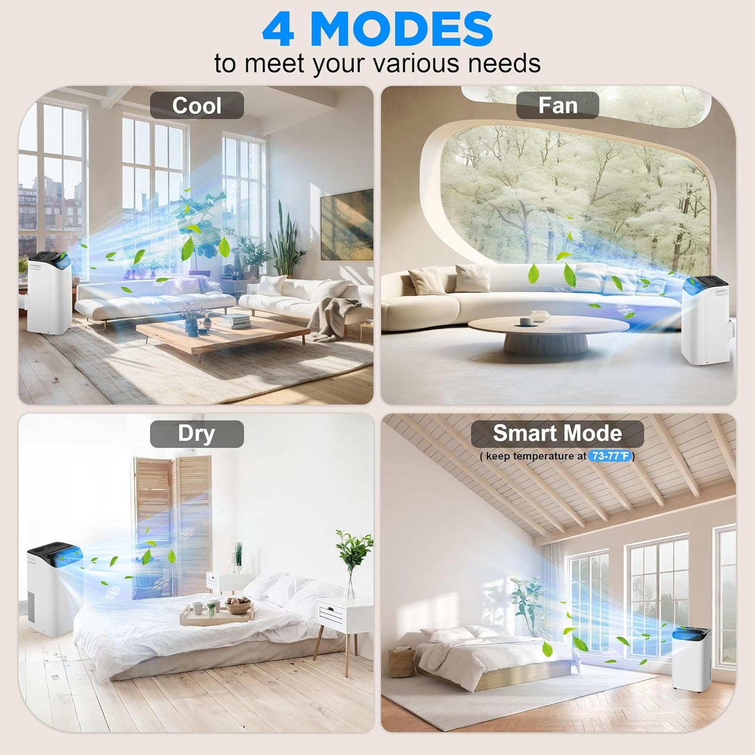 Inverter 16000BTU Portable Air Conditioners with Remote, Free Stand Cooling Portable AC Unit for Room up to 800 sq.ft, with Dehumidifier & Fan, Dual Hose, Quiet Sleep Mode(45dB), Windows Kit