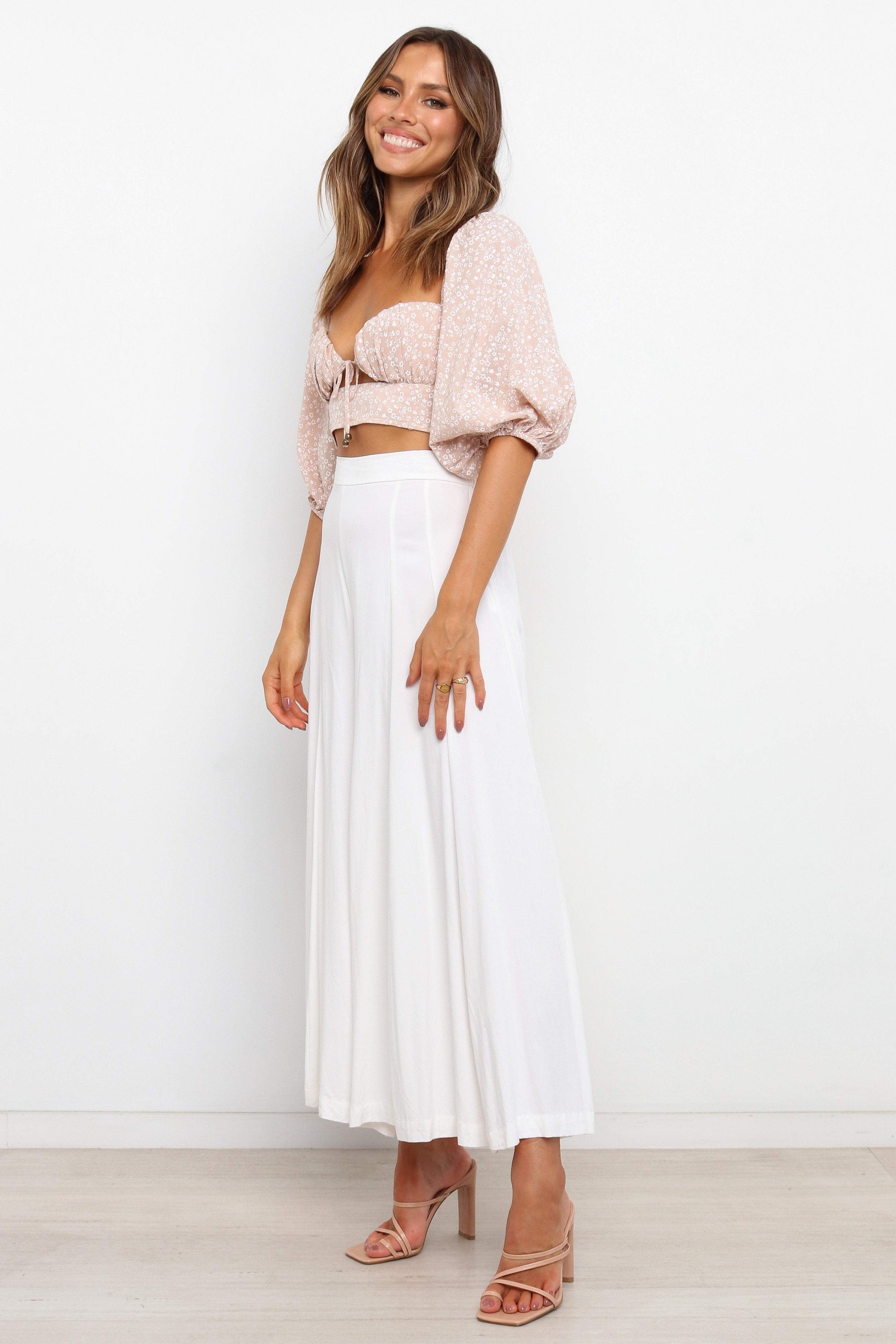 Gathered Tie-Front Crop Top