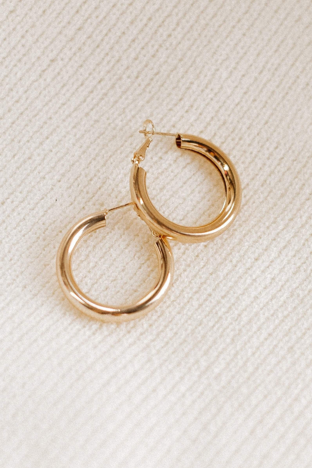 Gold Tube Hoop Earrings
