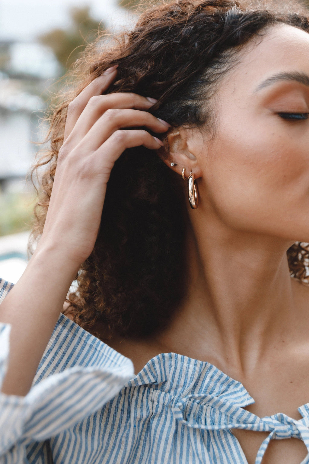 Gold Tube Hoop Earrings