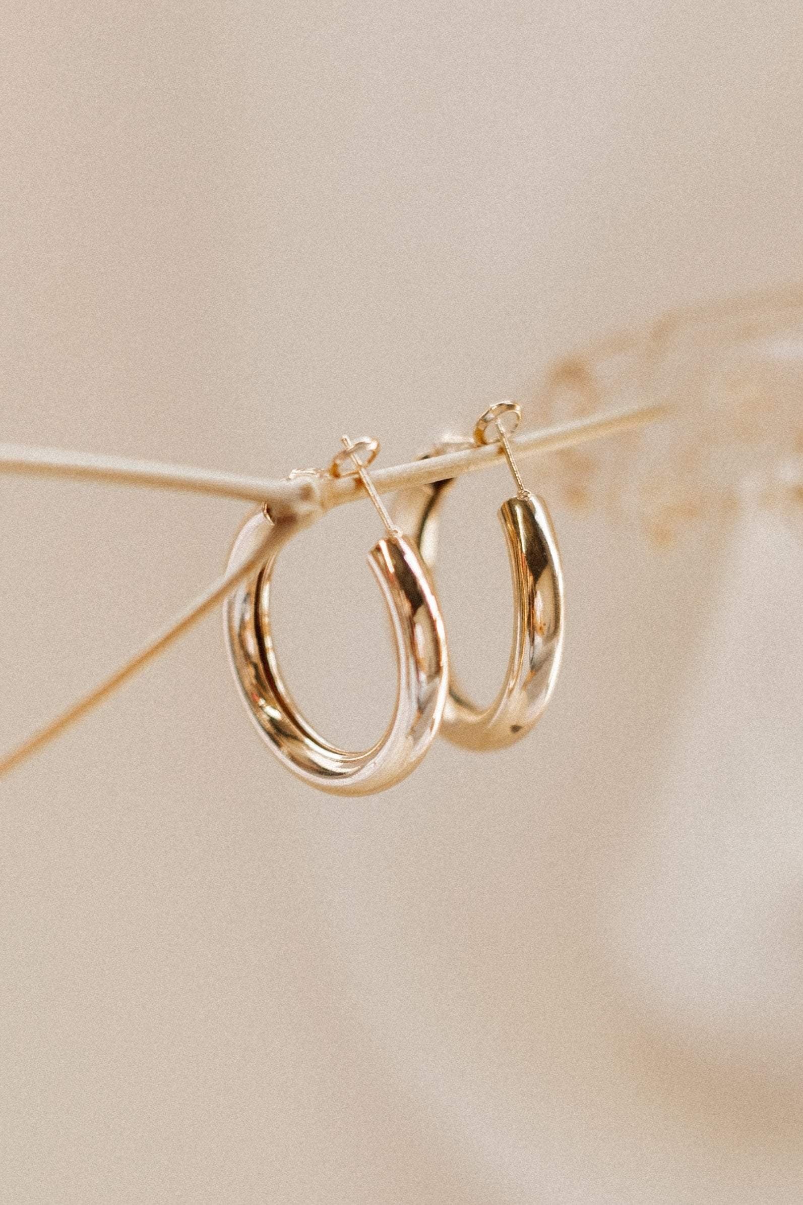 Gold Tube Hoop Earrings