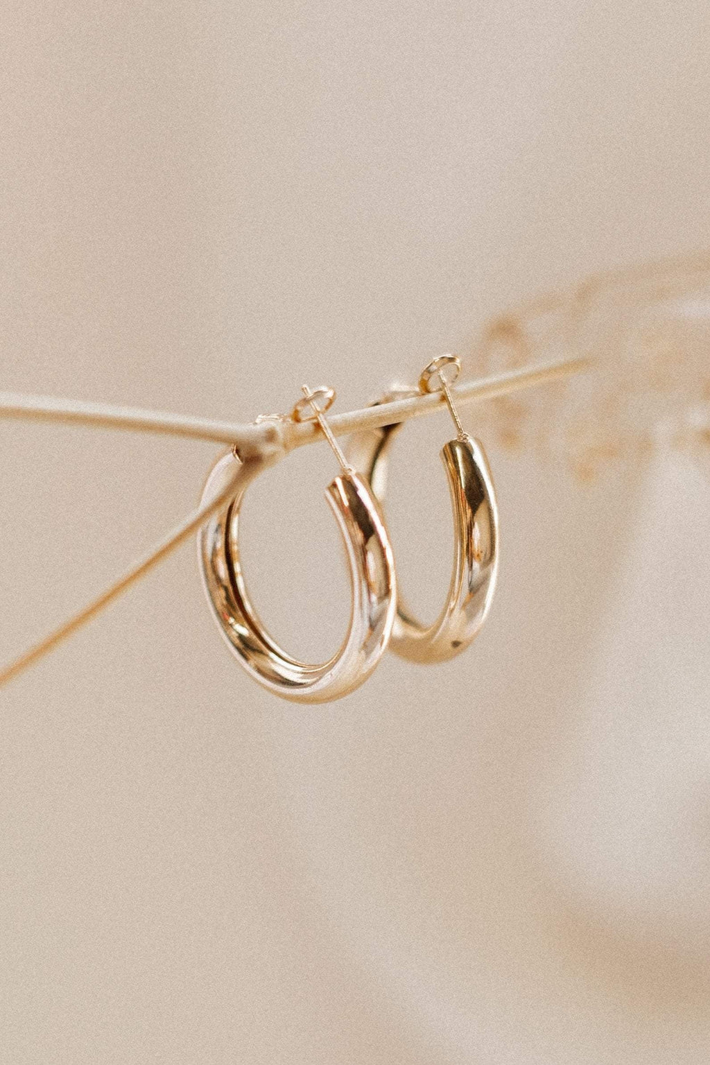 Gold Tube Hoop Earrings