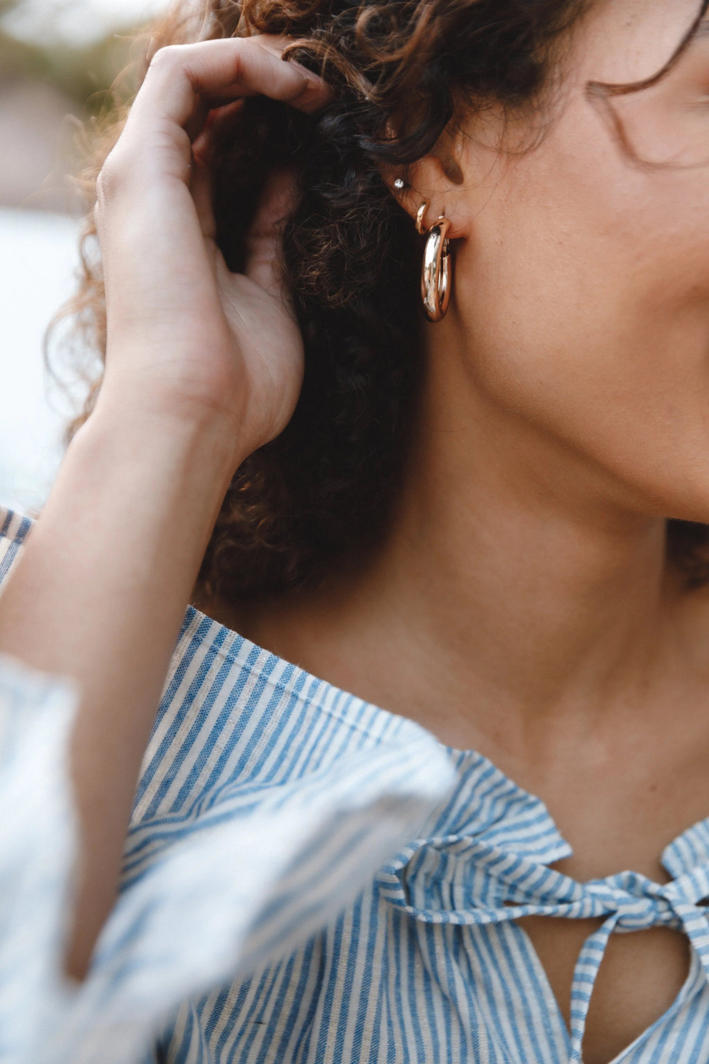 Gold Tube Hoop Earrings
