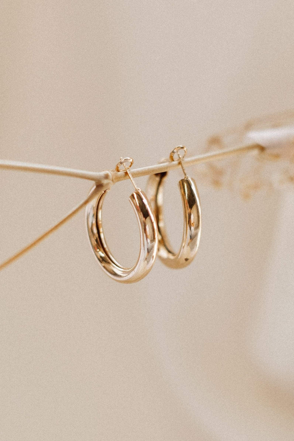 Gold Tube Hoop Earrings