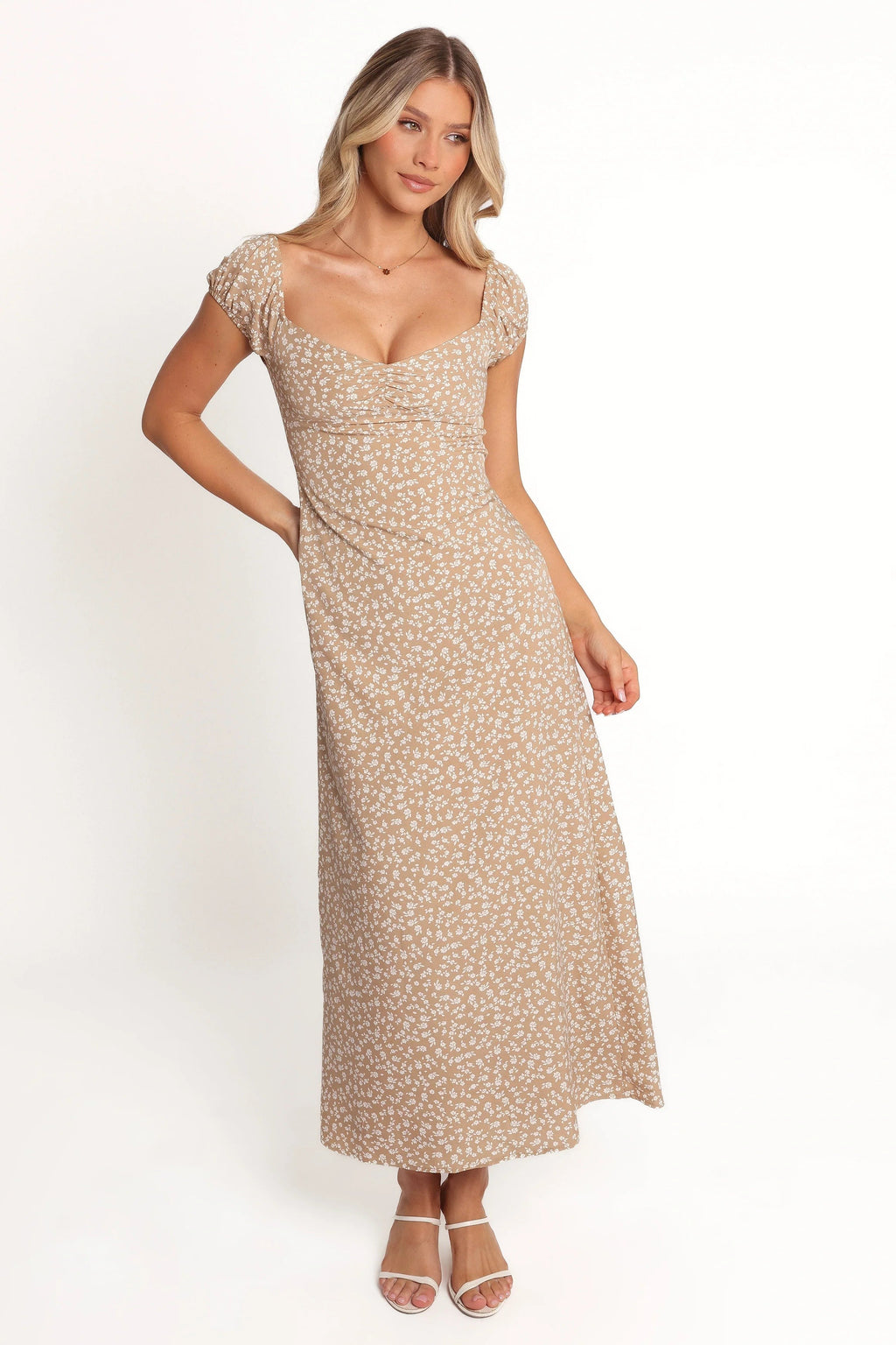 Ruched Sweetheart Floral Maxi Dress