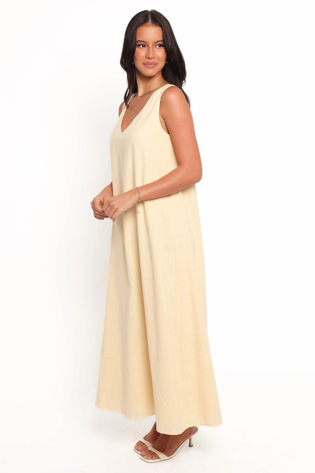 Shift-Style Sleeveless Cotton Maxi Dress