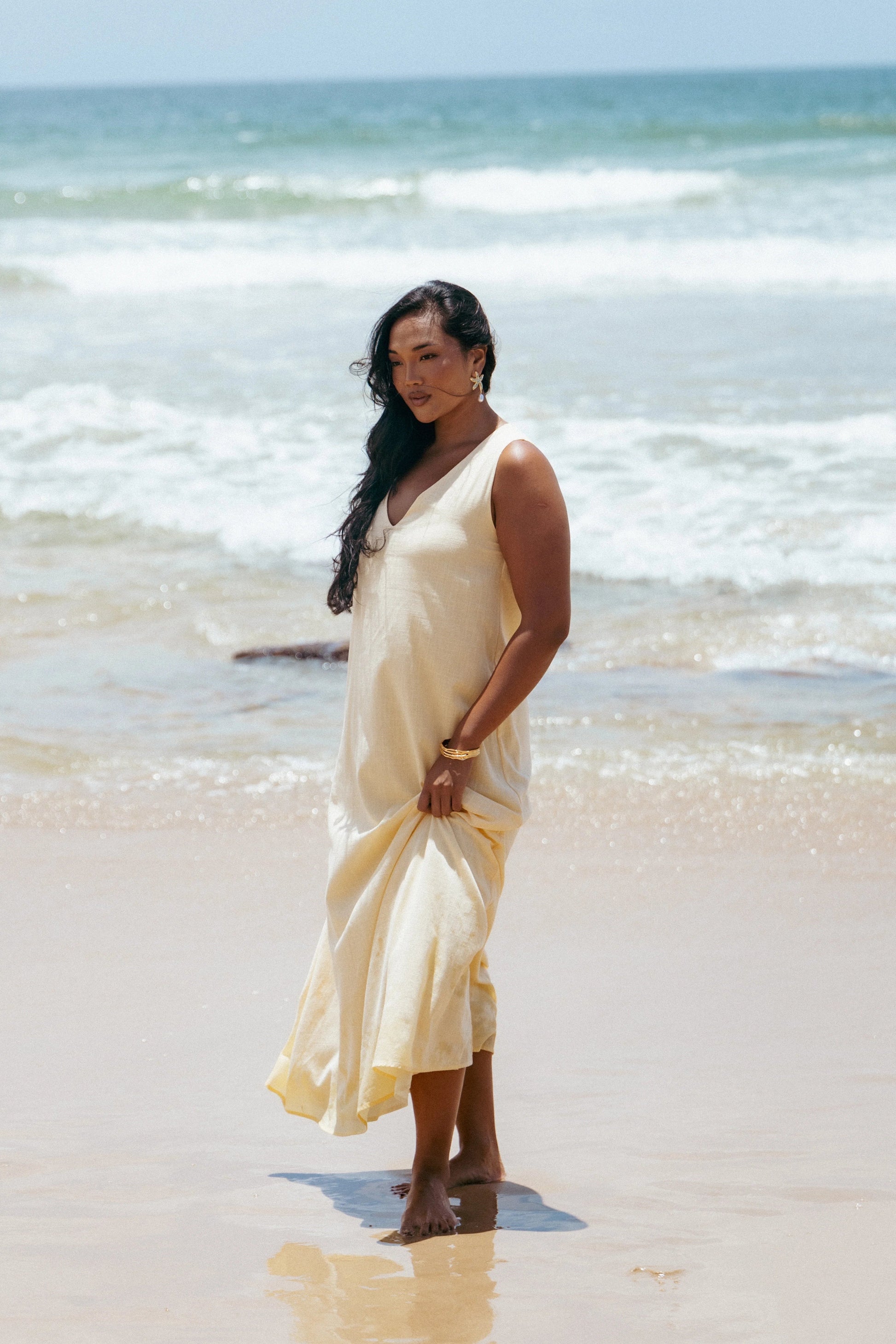 Shift-Style Sleeveless Cotton Maxi Dress