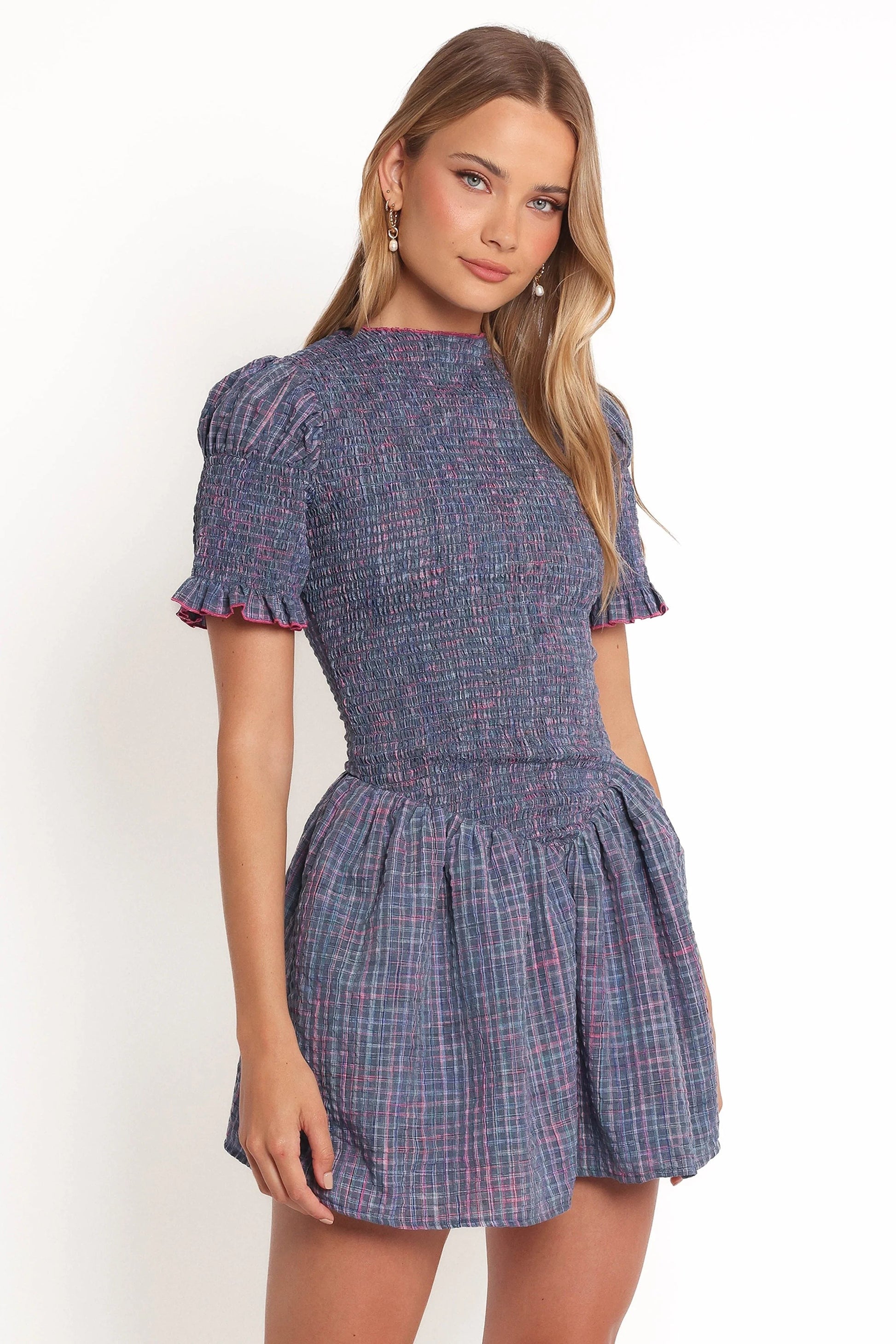 Shirred Bodice Floral Mini Dress