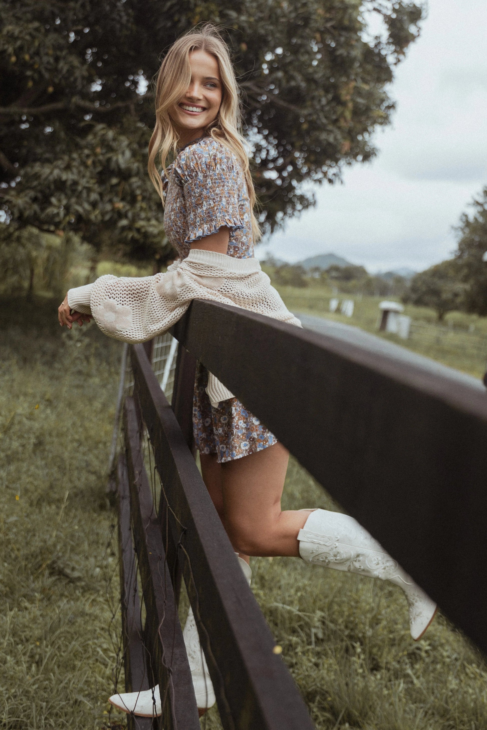 Shirred Bodice Floral Mini Dress