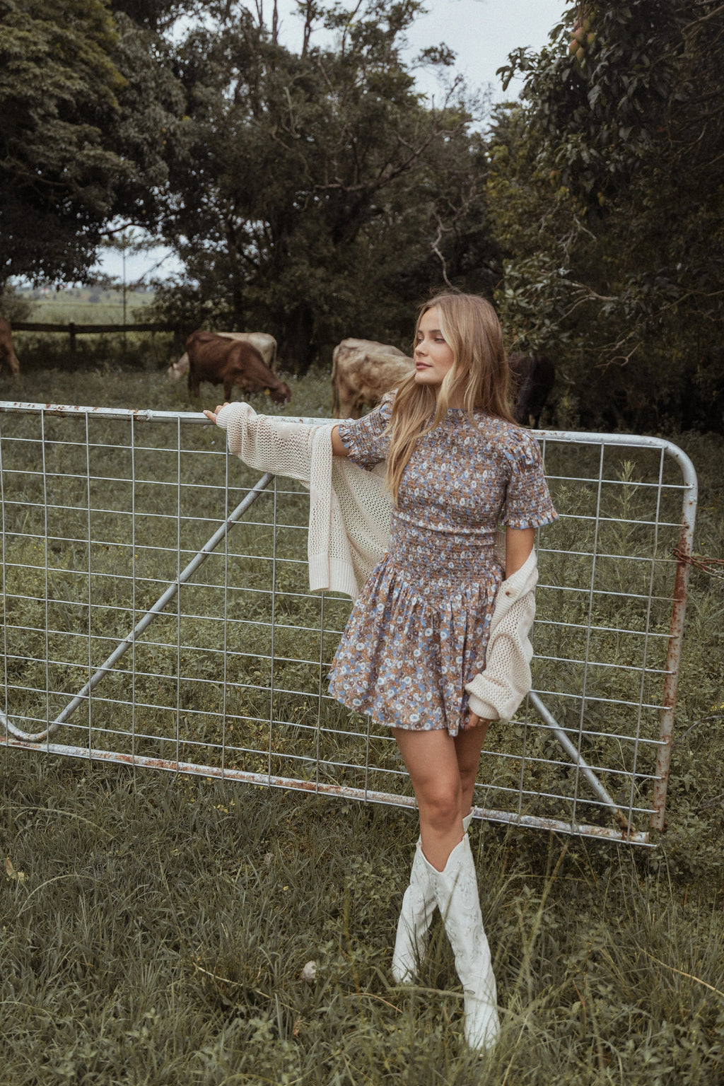 Shirred Bodice Floral Mini Dress