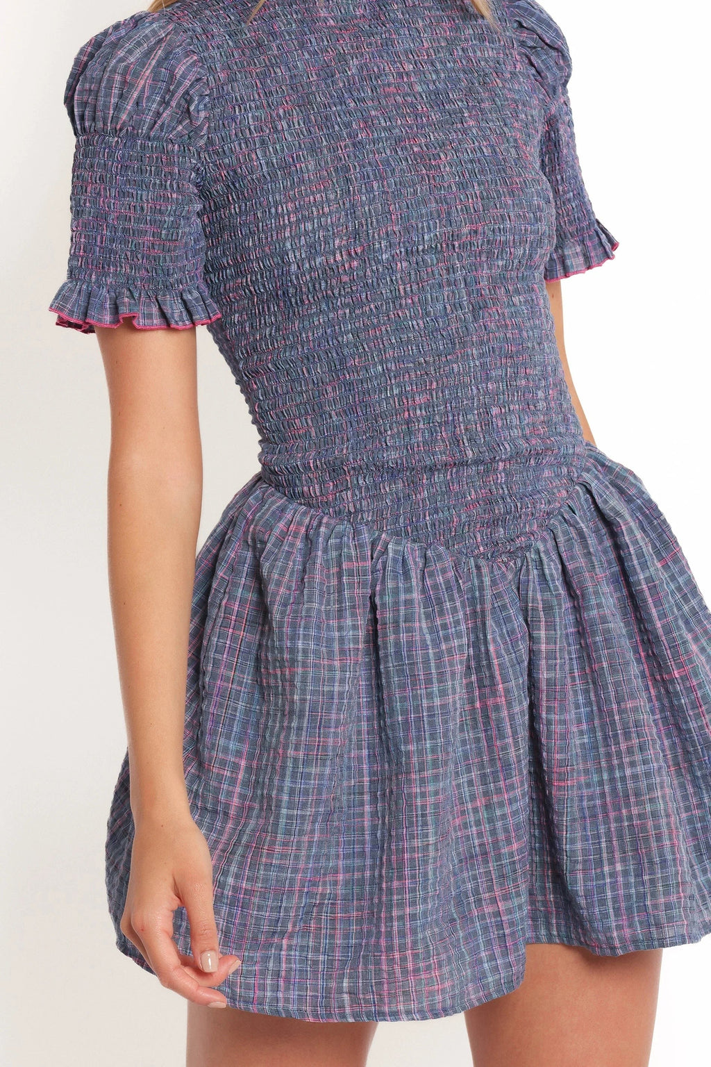 Shirred Bodice Floral Mini Dress