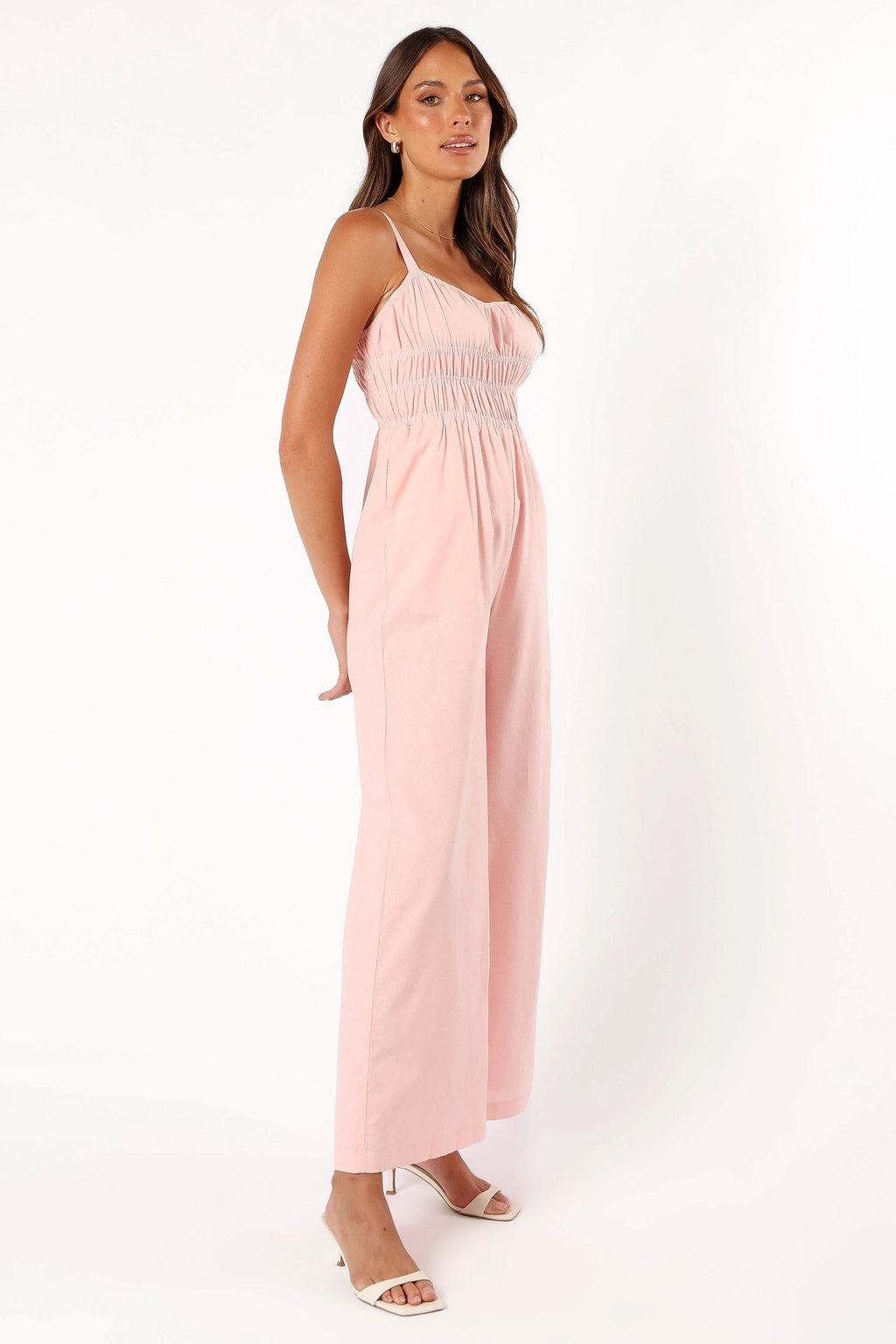 Square-Neck Shirred Jumpsuit