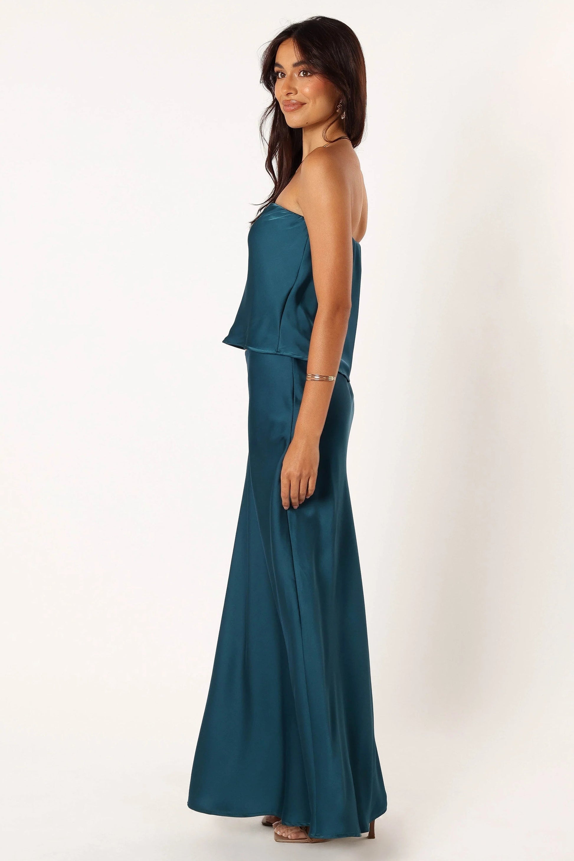 Teal Pull-On Crop & Maxi Skirt Set