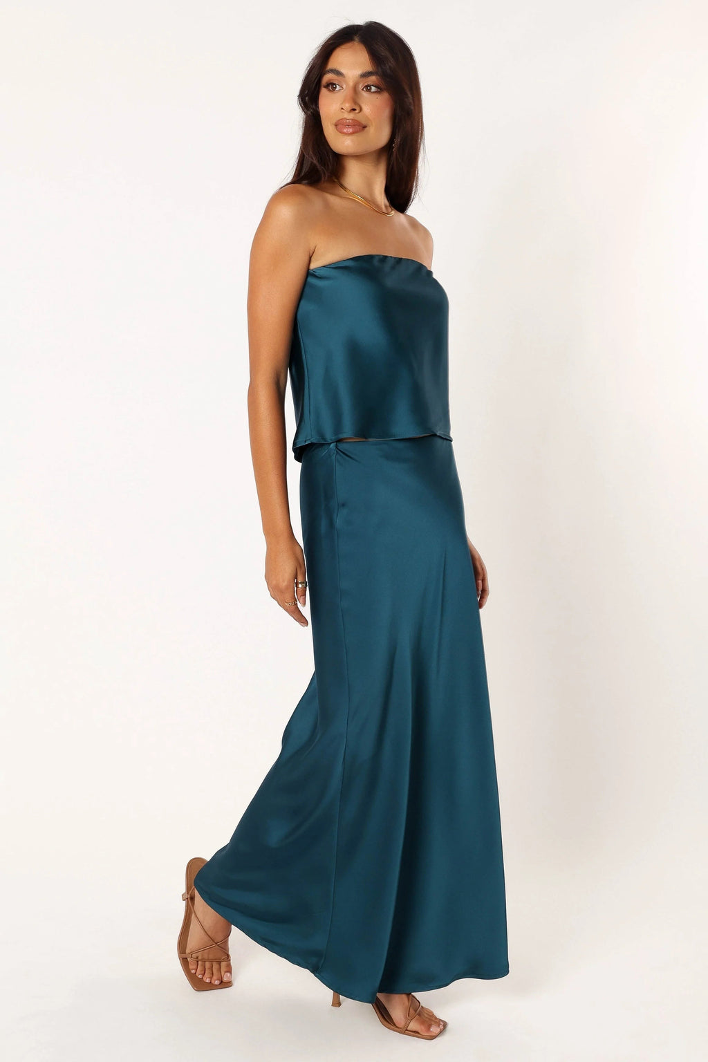 Teal Pull-On Crop & Maxi Skirt Set