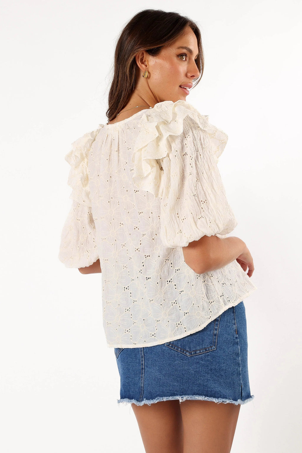 Tie-Neck Ruffle Top